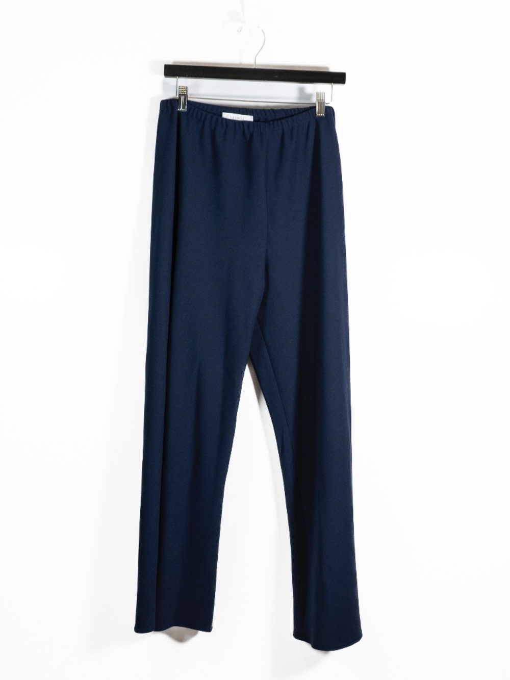 La Ligne Women's Straight Leg Mid Rise Pull On Trouser Pants Navy Blue Medium
